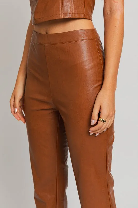 Bohemian Faux Leather Straight Pants