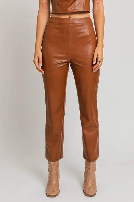 Bohemian Faux Leather Straight Pants