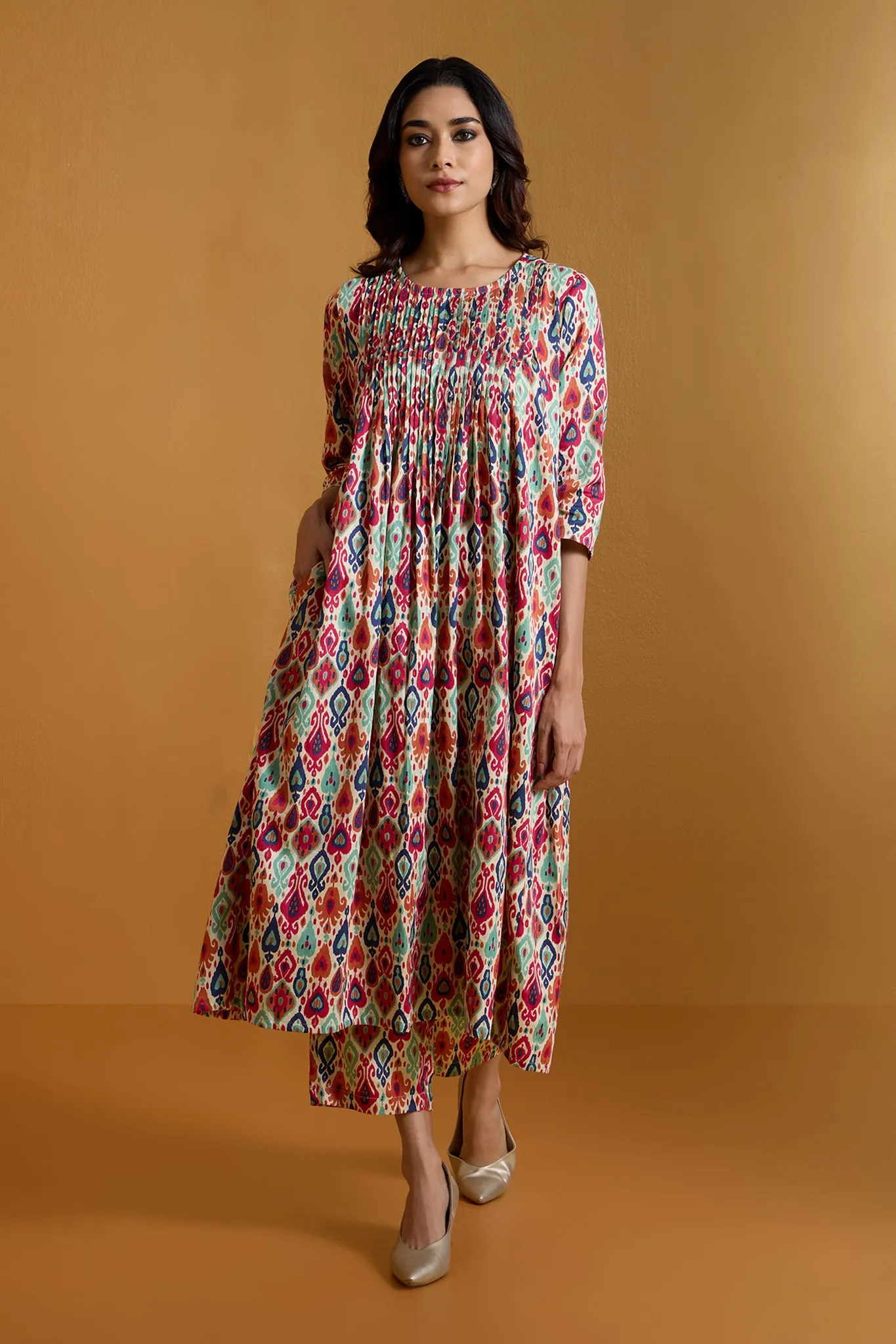 Bohemian Rainbow  Pintuck Long Dress