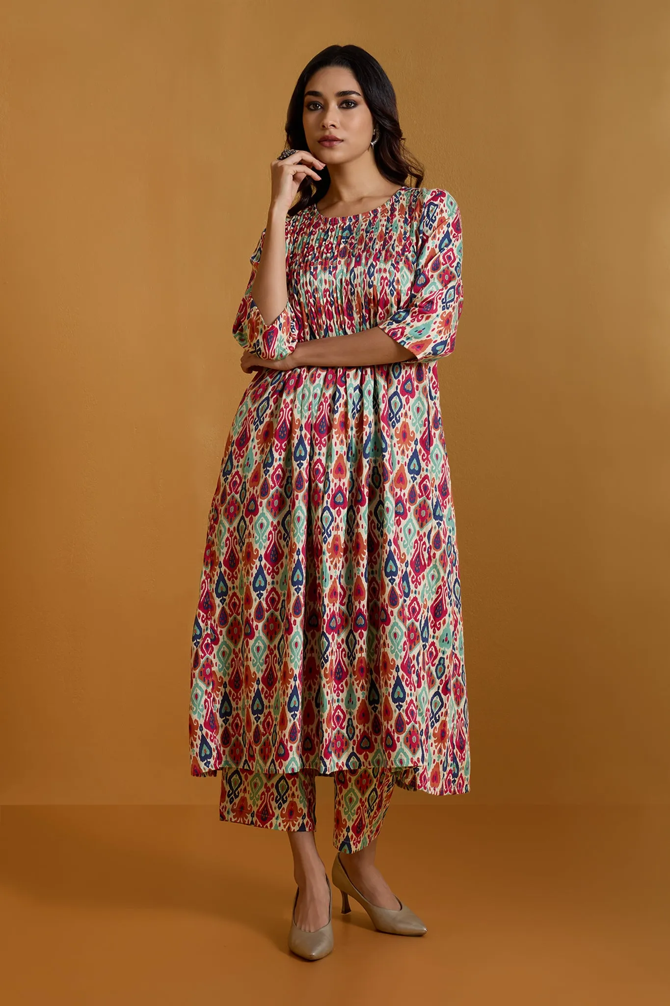 Bohemian Rainbow  Pintuck Long Dress