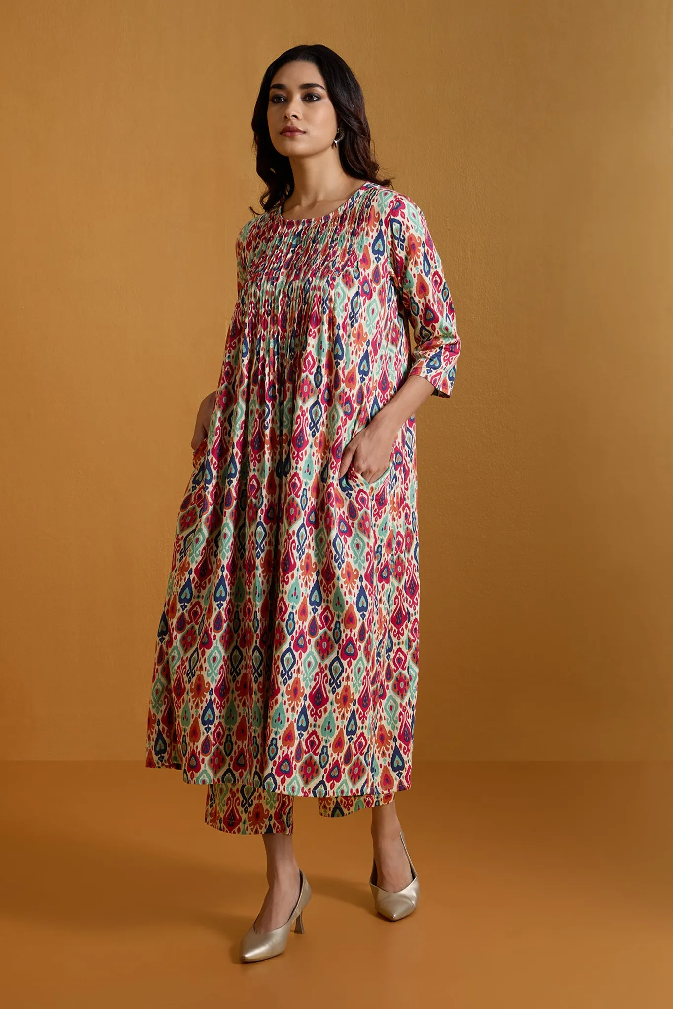 Bohemian Rainbow  Pintuck Long Dress