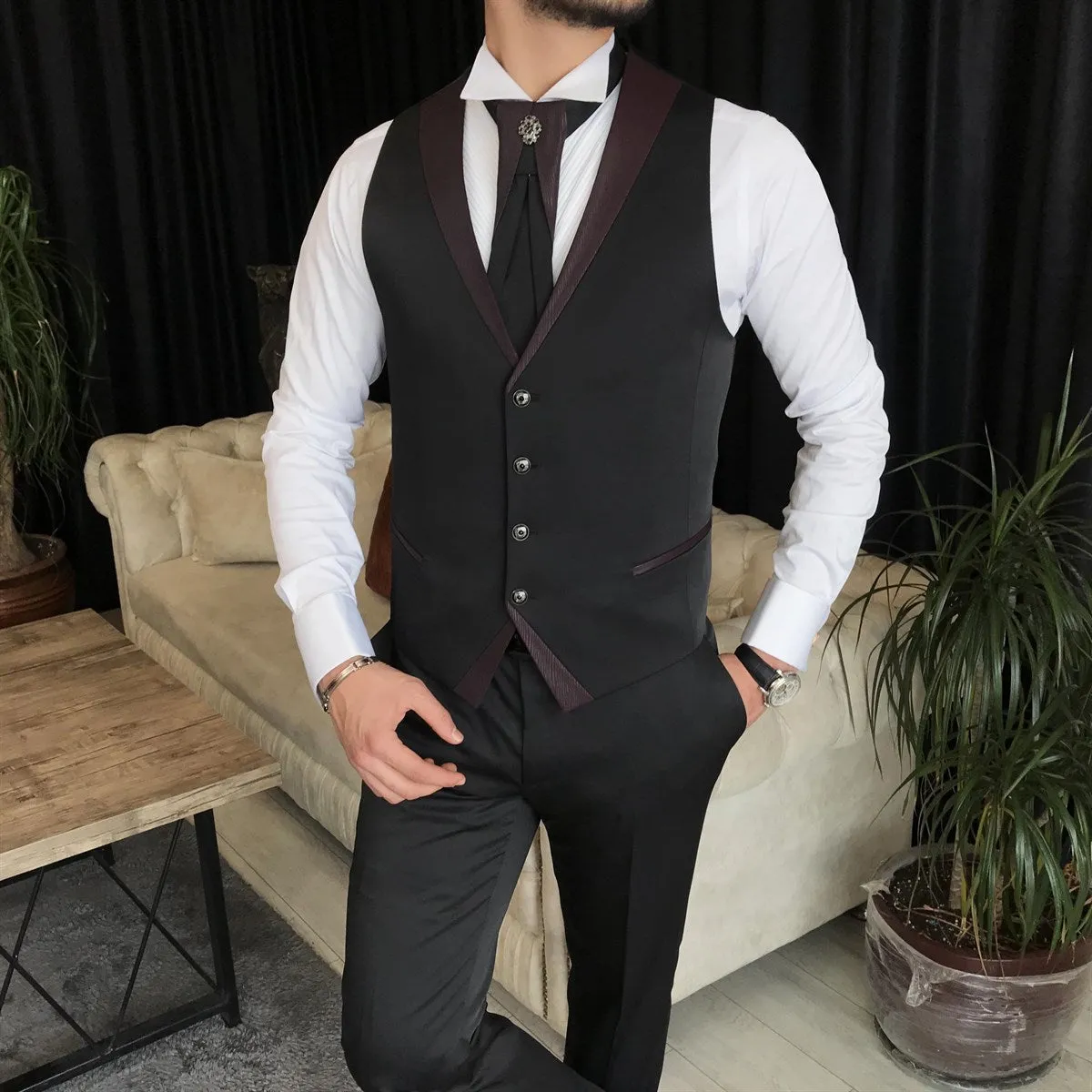 Bojoni Cagliari Bordeaux Slim-Fit Tuxedo 3-Piece