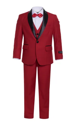 Boys Reno JR 5pc Red Shawl Tuxedo Set