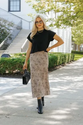 Brown Leopard Print Midi Skirt - FINAL SALE