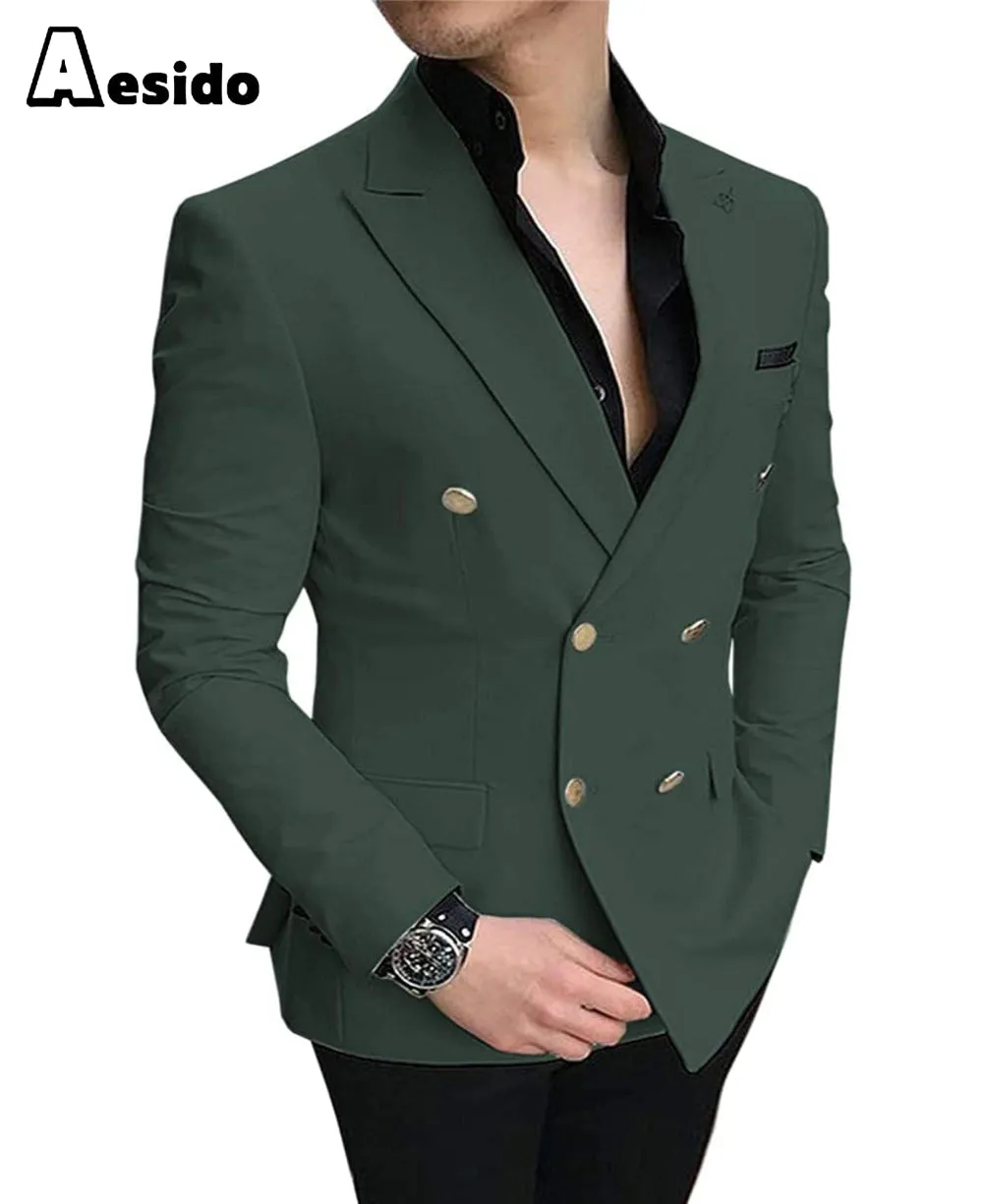 Business Men's Slim Fit Notched Lapel Flat Blazer