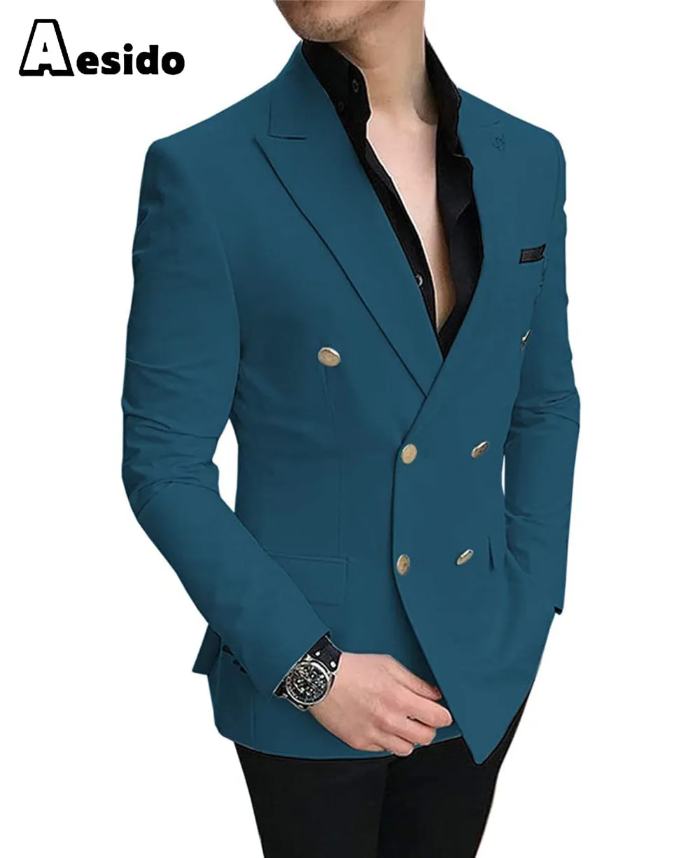 Business Men's Slim Fit Notched Lapel Flat Blazer