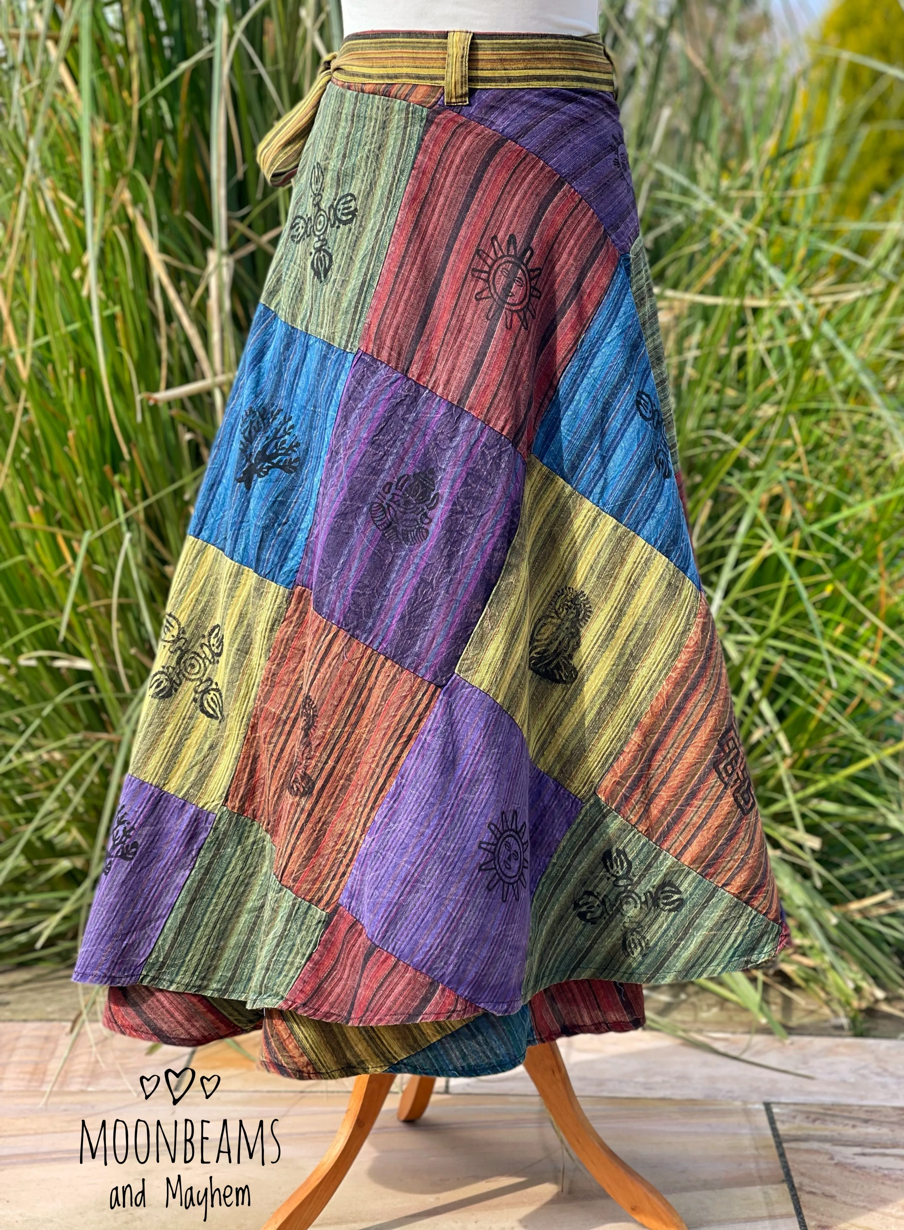 CAMDEN PATCHWORK COTTON WRAP SKIRT