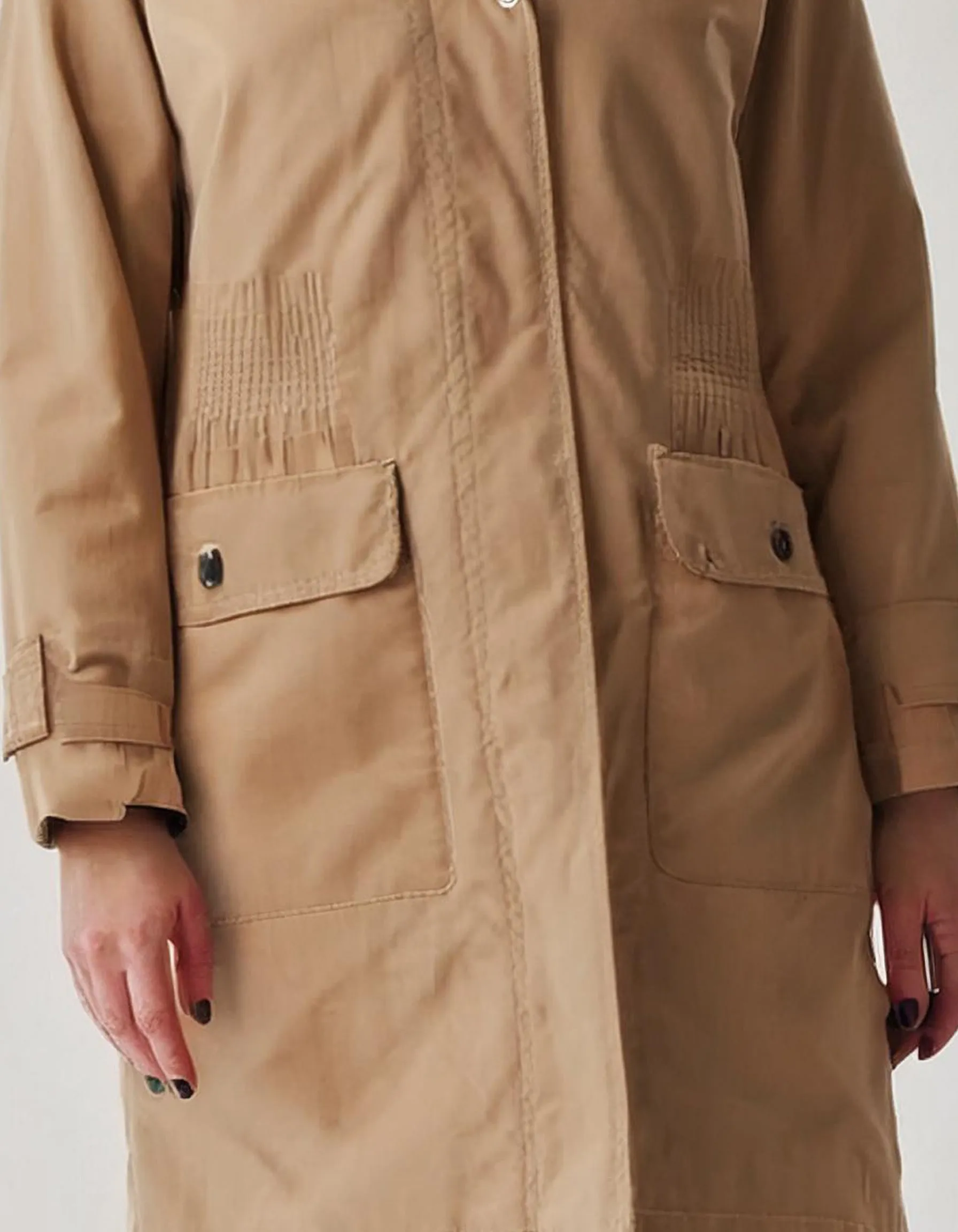 Camel Brown Long Parka with Fleece Lining