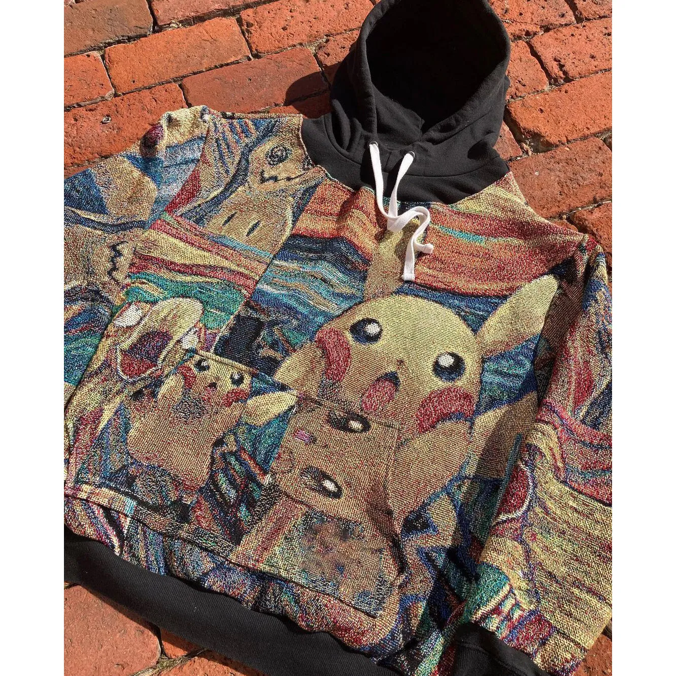 Cartoon Retro Print Casual Tapestry Hoodie