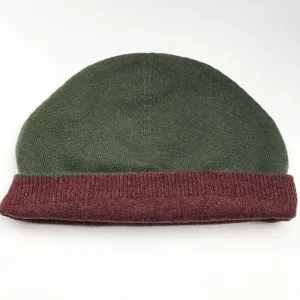 Cashmere Beanie Field Green Medina Spice Red Reversible Elastic