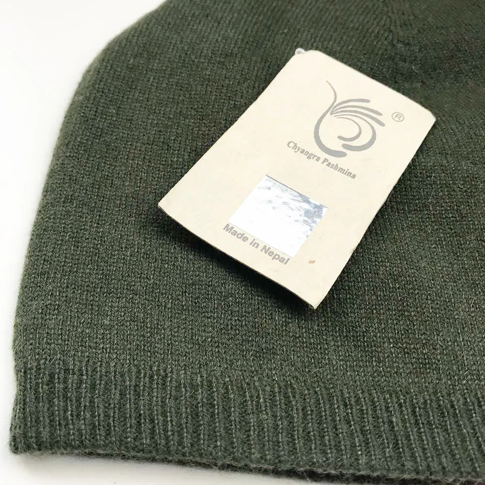 Cashmere Beanie Field Green Medina Spice Red Reversible Elastic