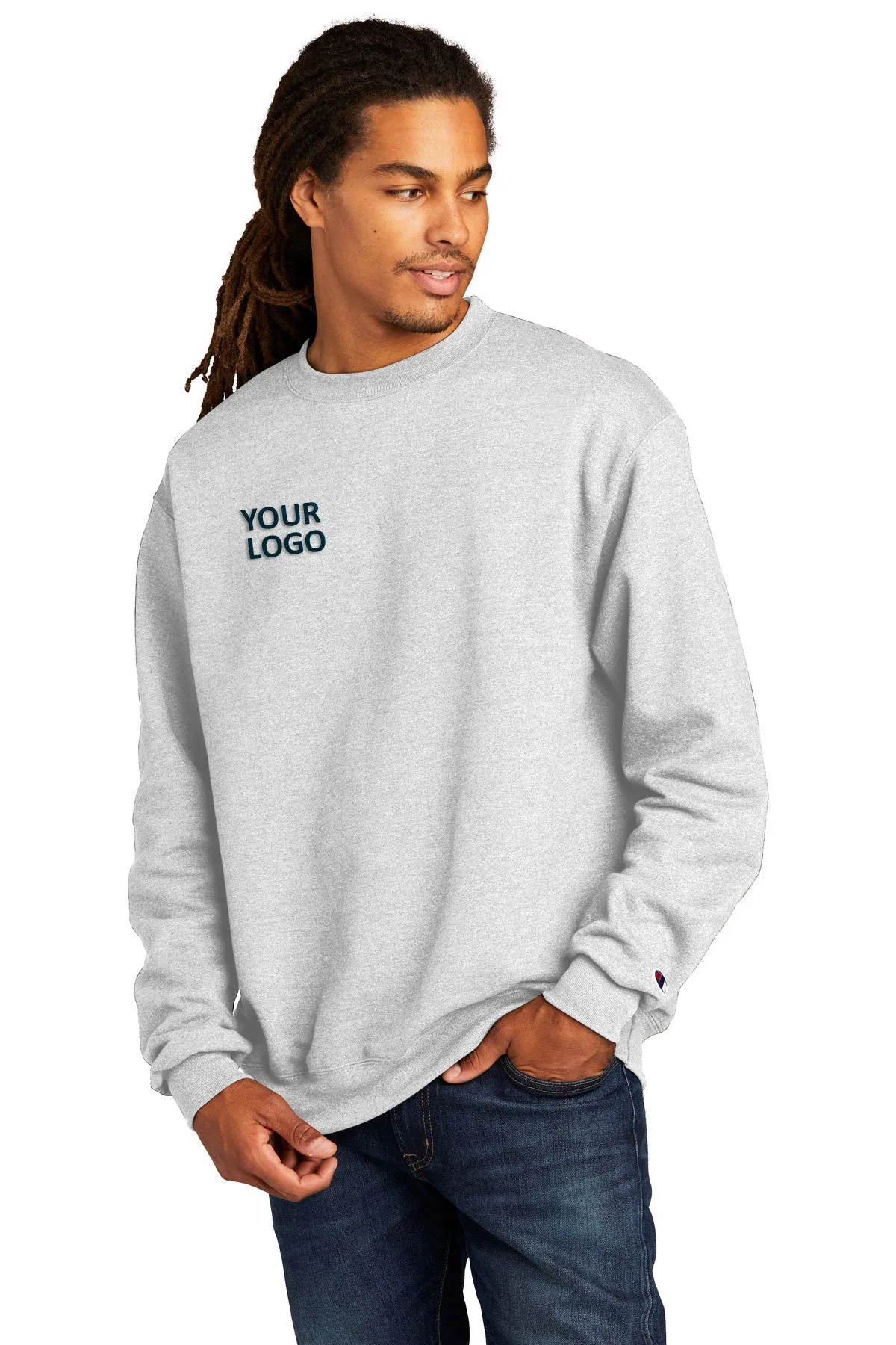 Champion Eco Fleece Crewneck Sweatshirt, Silver Grey