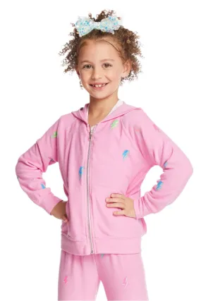 Chaser Glitter Bolts Girls Zipup Hoodie