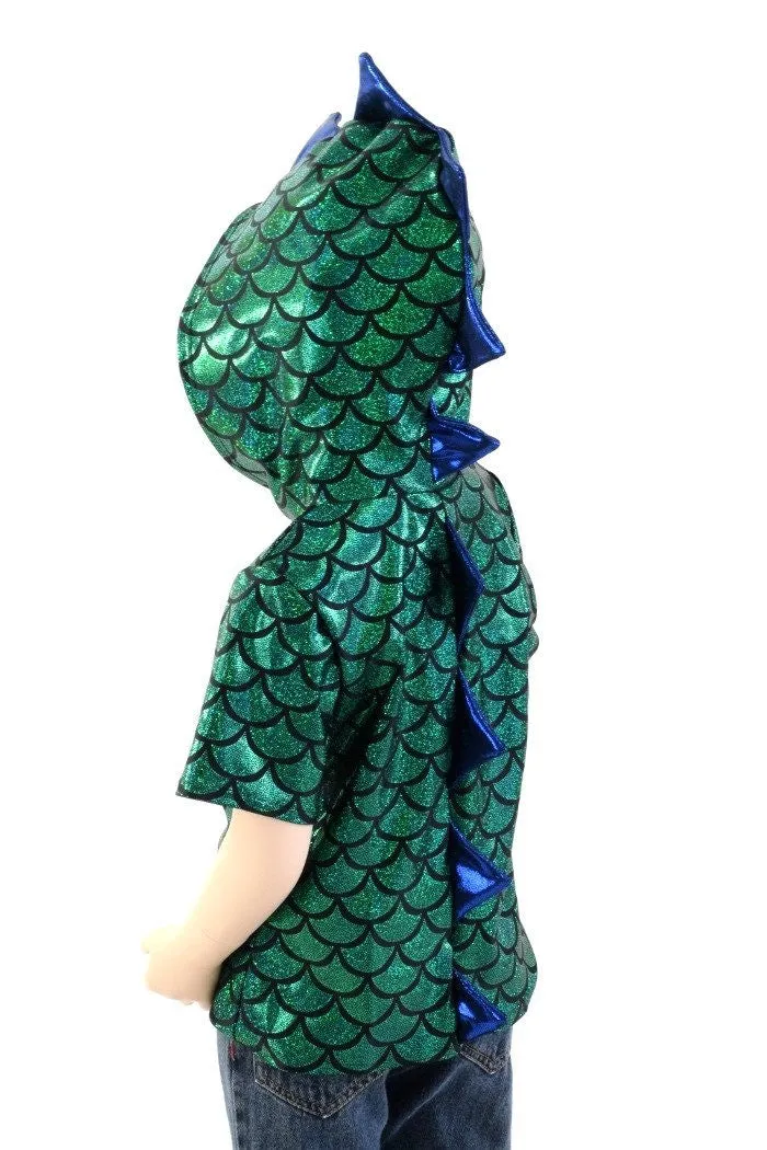 Childrens Green & Blue Dragon Hoodie