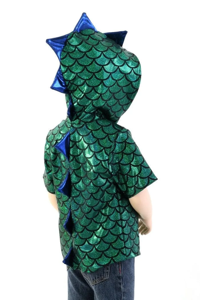 Childrens Green & Blue Dragon Hoodie