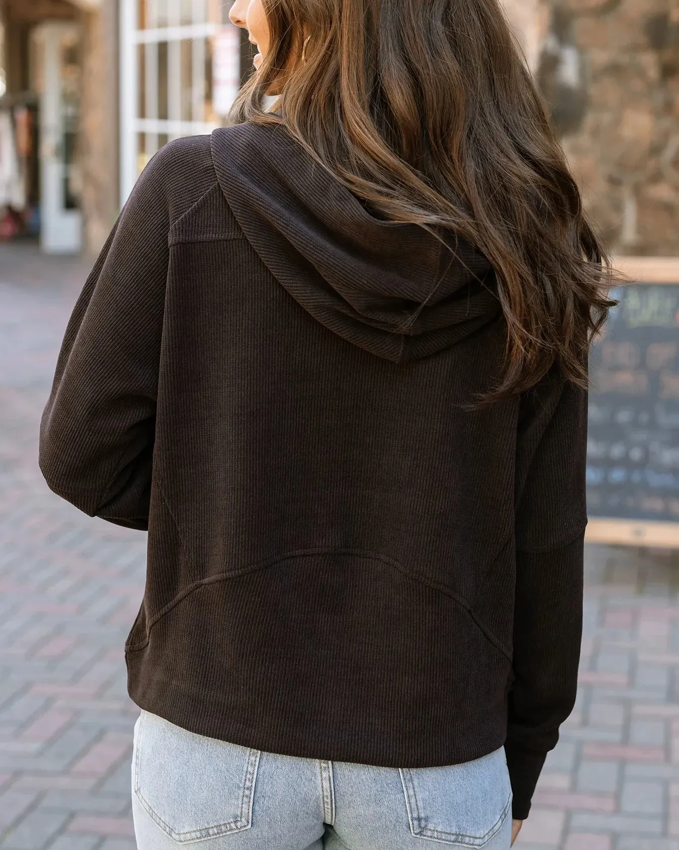 Corded Pullover Hoodie in Java by Grace & Lace (Ships in 1-2 Weeks)