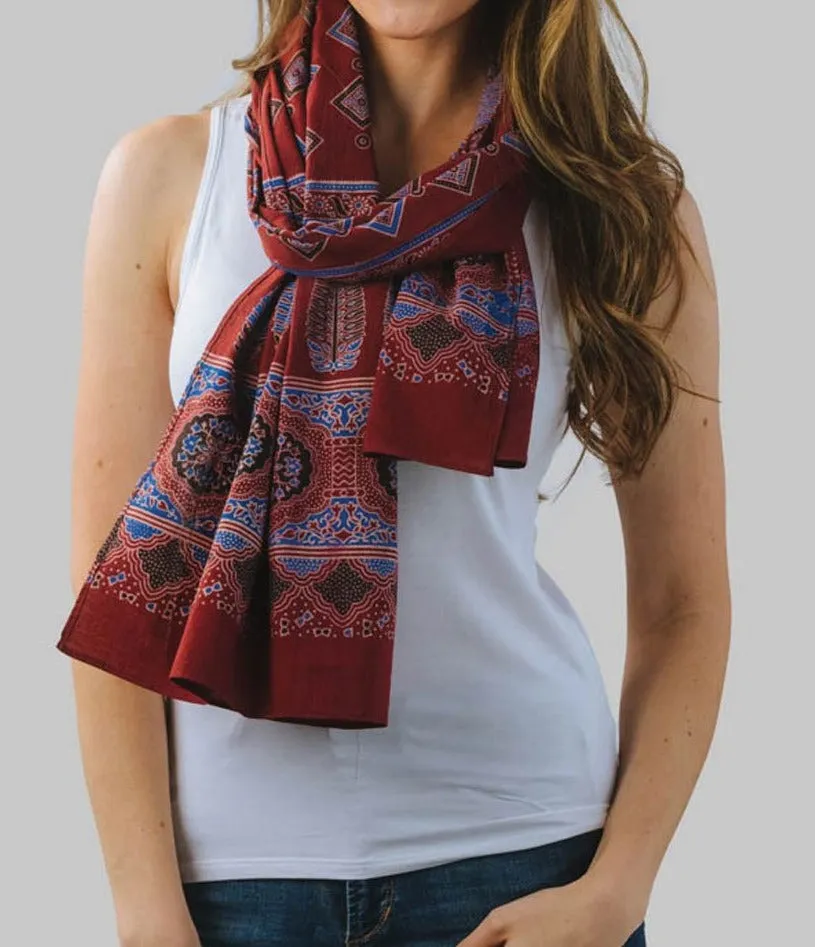 Cotton Handmade Block Print Scarf