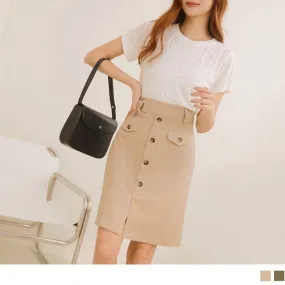 COTTON PLAIN ELASTIC WAIST A-LINE MINI SKIRTS