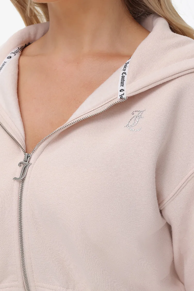 Cropped Fleece Hoodie With Side Bling