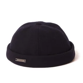 Crown Cap 1-011F Melton Wool Beanie Cap - Navy