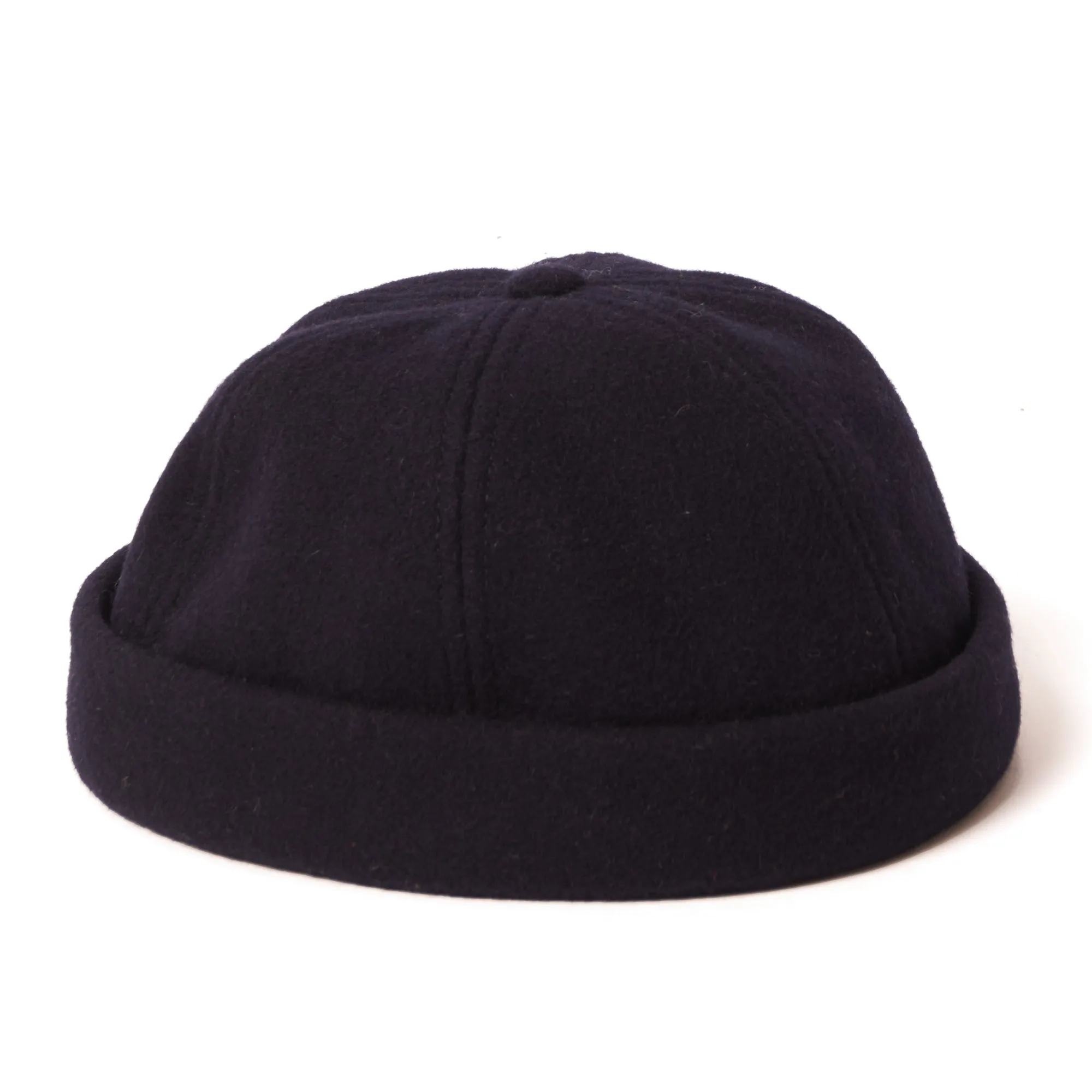 Crown Cap 1-011F Melton Wool Beanie Cap - Navy