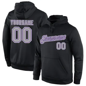 Custom Stitched Black Gray-Purple Sports Pullover Sweatshirt Hoodie