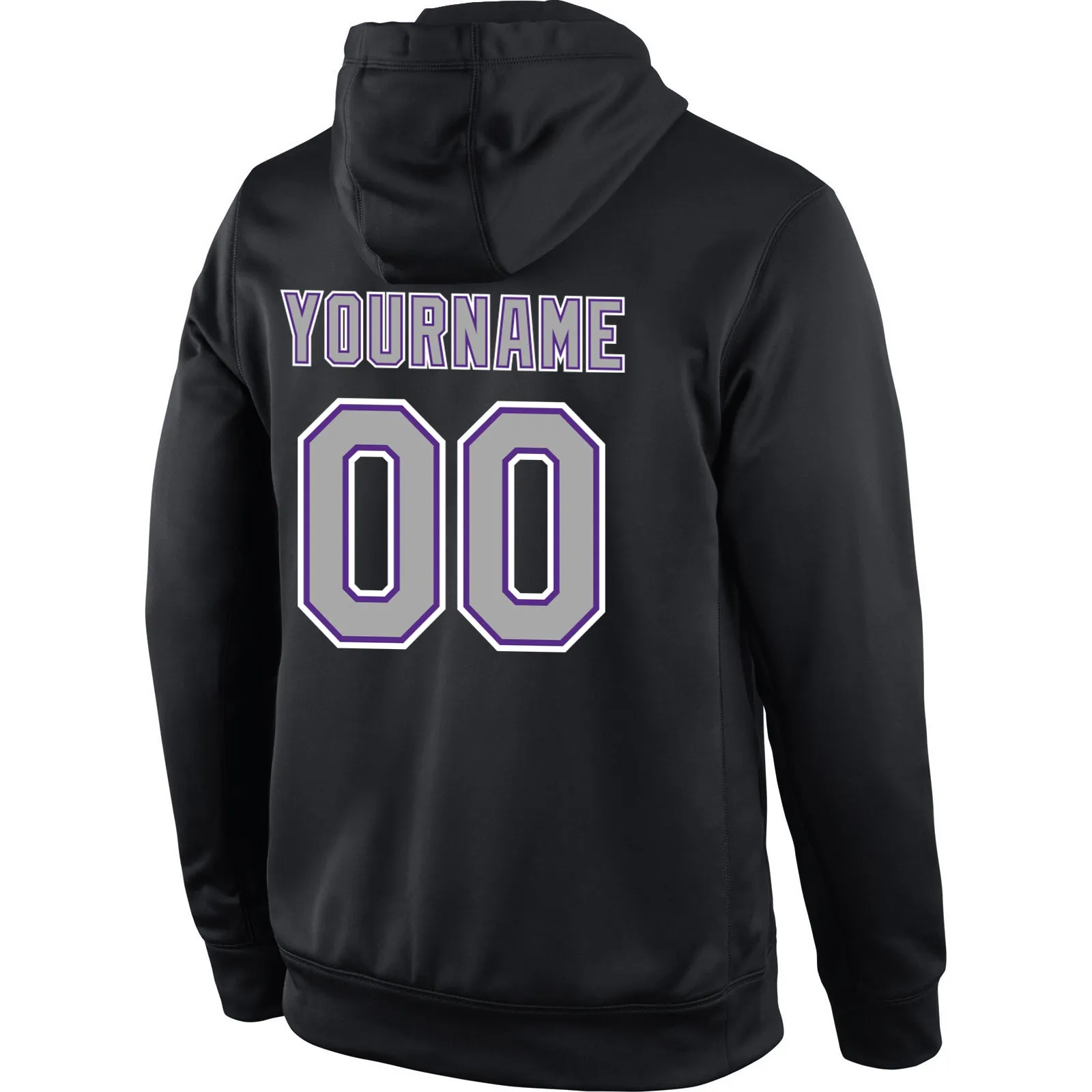 Custom Stitched Black Gray-Purple Sports Pullover Sweatshirt Hoodie