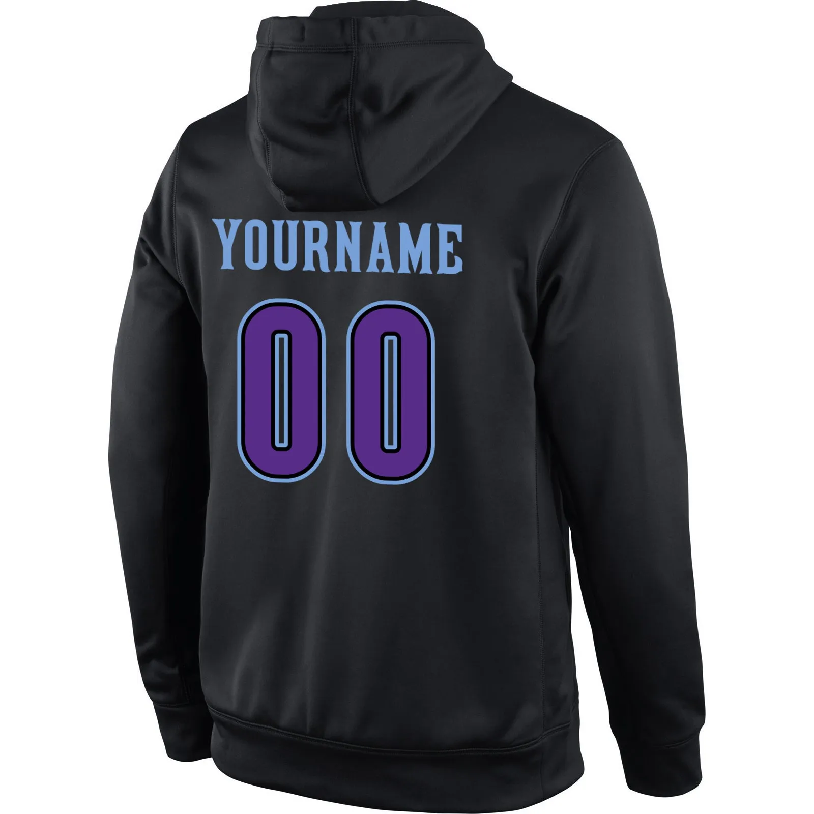 Custom Stitched Black Purple-Light Blue Sports Pullover Sweatshirt Hoodie