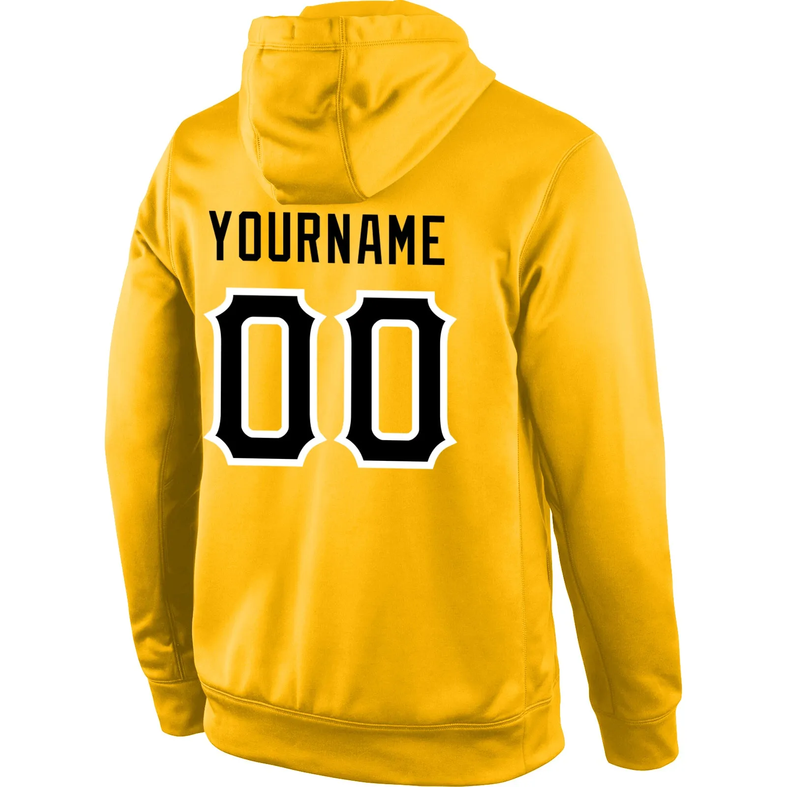 Custom Stitched Gold Black-White Sports Pullover Sweatshirt Hoodie