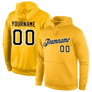 Custom Stitched Gold Black-White Sports Pullover Sweatshirt Hoodie