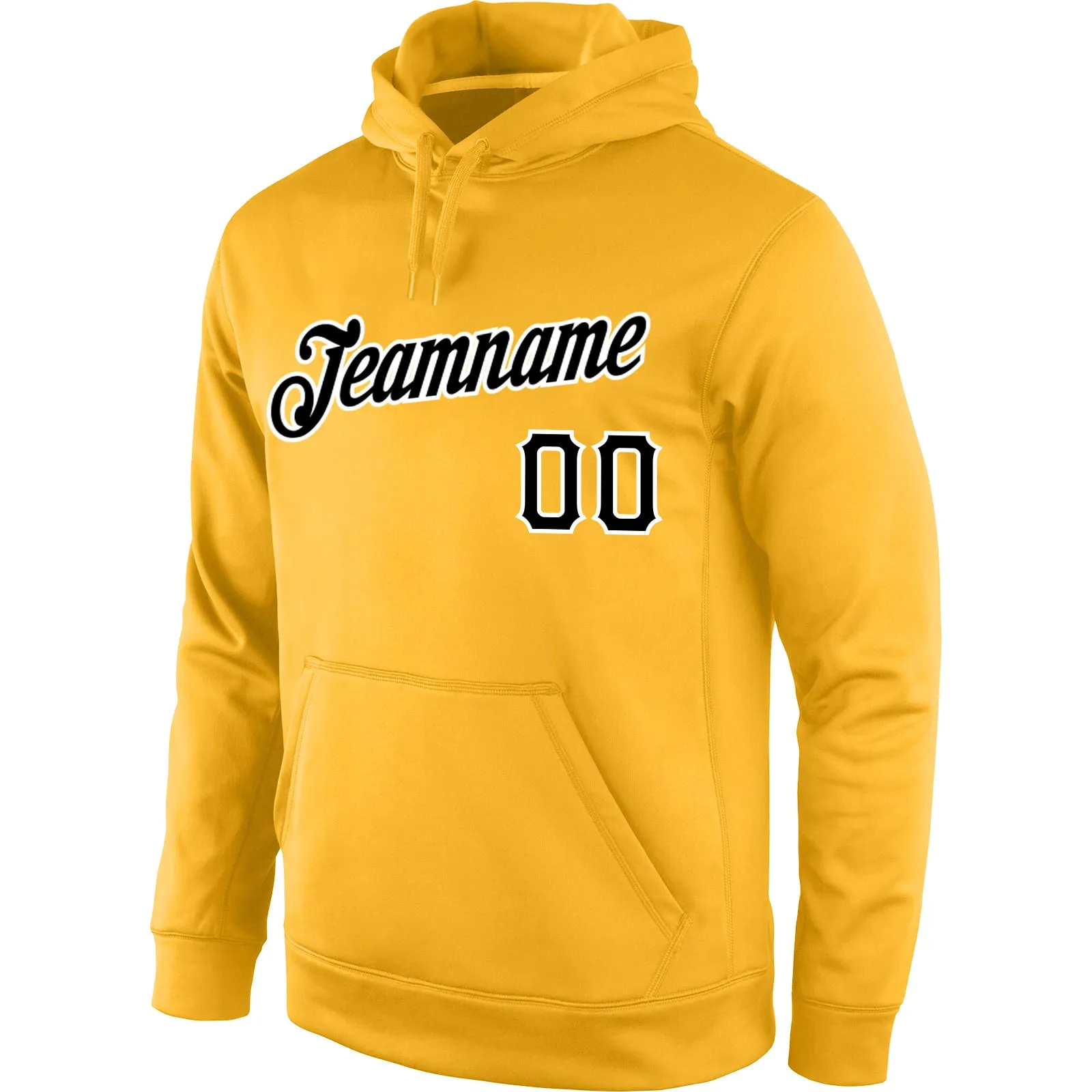 Custom Stitched Gold Black-White Sports Pullover Sweatshirt Hoodie