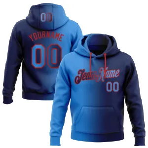 Custom Stitched Navy Powder Blue-Red Gradient Fashion Sports Pullover Sweatshirt Hoodie