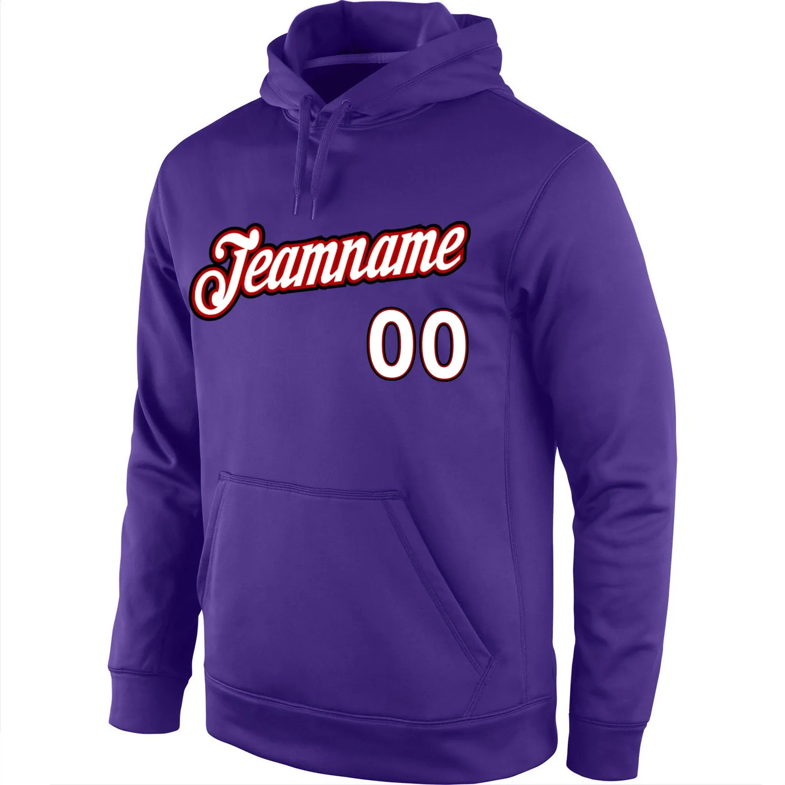 Custom Stitched Purple White-Red Sports Pullover Sweatshirt Hoodie