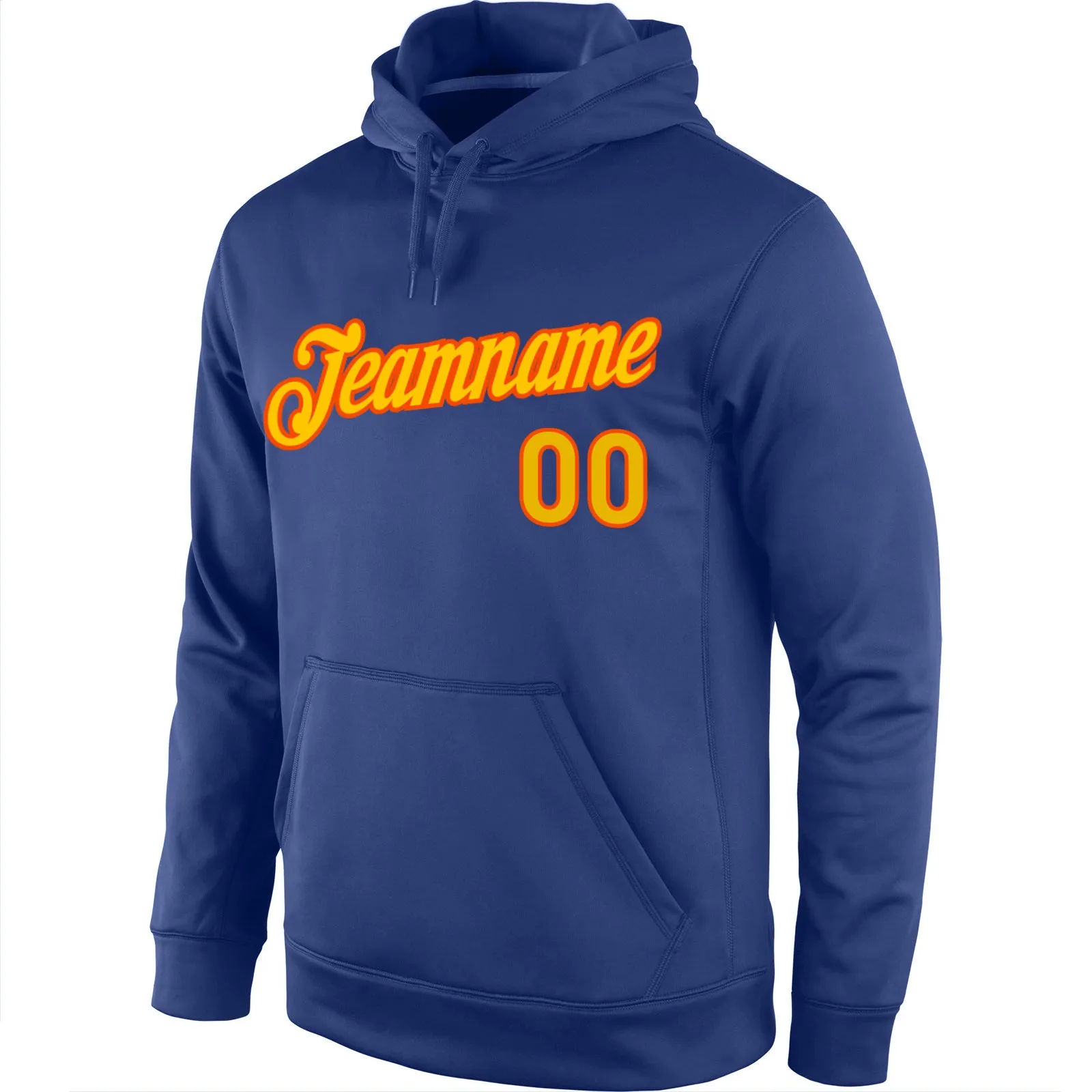 Custom Stitched Royal Gold-Orange Sports Pullover Sweatshirt Hoodie