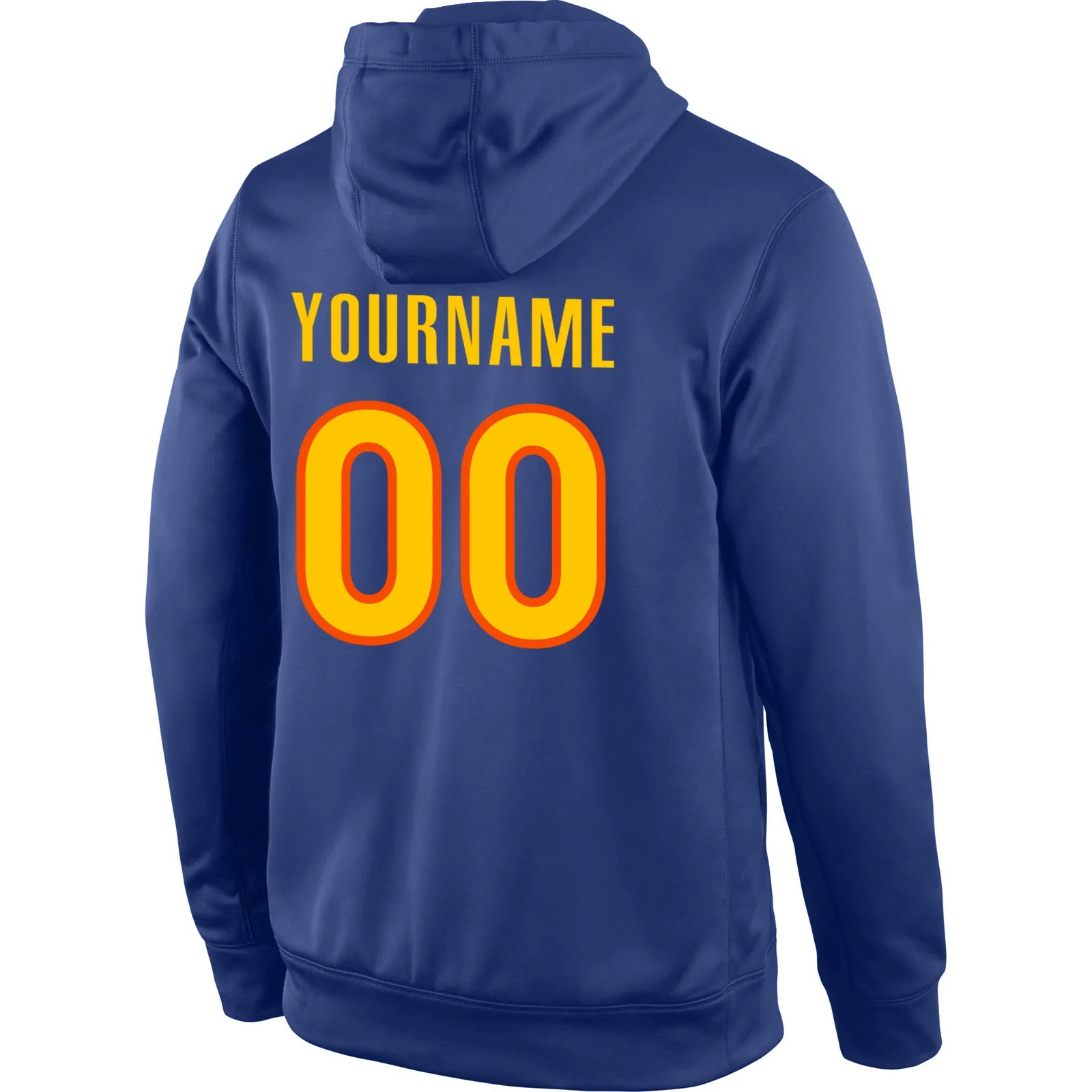 Custom Stitched Royal Gold-Orange Sports Pullover Sweatshirt Hoodie