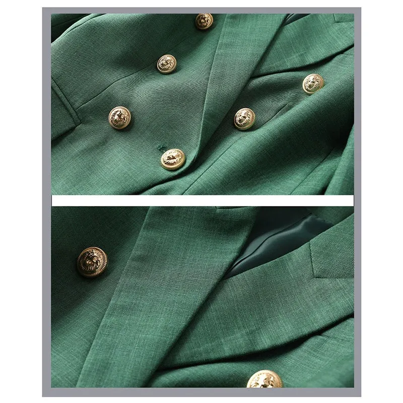 Decorative Buttons Double-Breasted Blazer