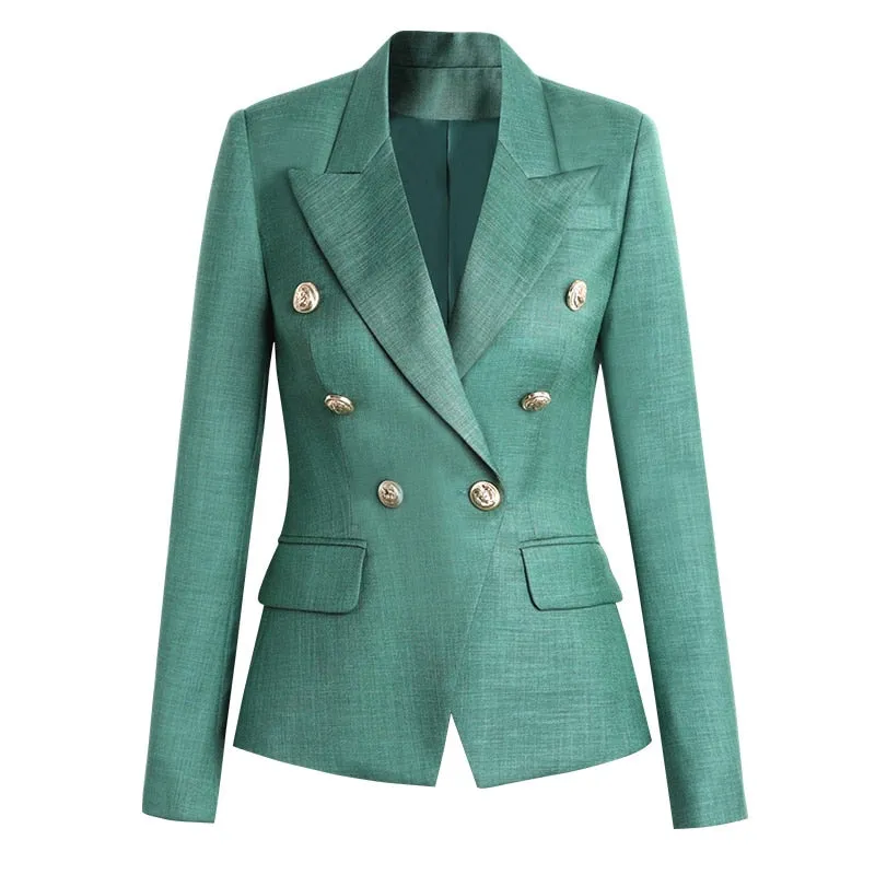 Decorative Buttons Double-Breasted Blazer