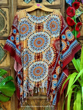 DELICIOUS EARTHY MIX TASSELED KAFTAN / TUNIC  REG - 4XL