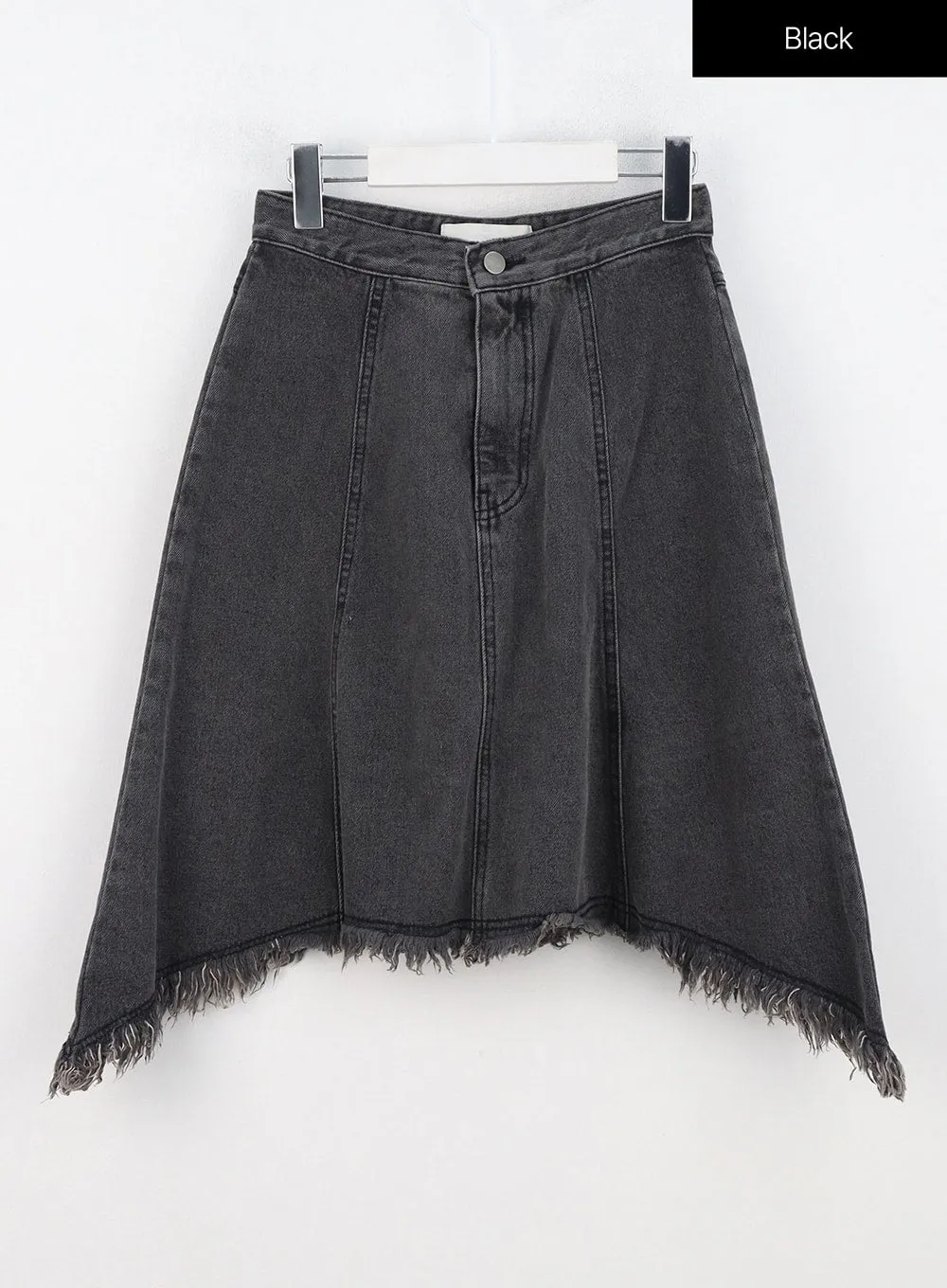 Destroyed Washed Denim Midi Skirt IN308