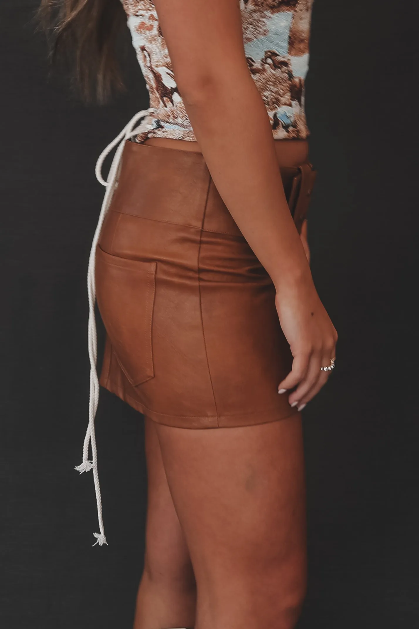 Do You Have A Minute Brown Belted Micro Mini Skirt