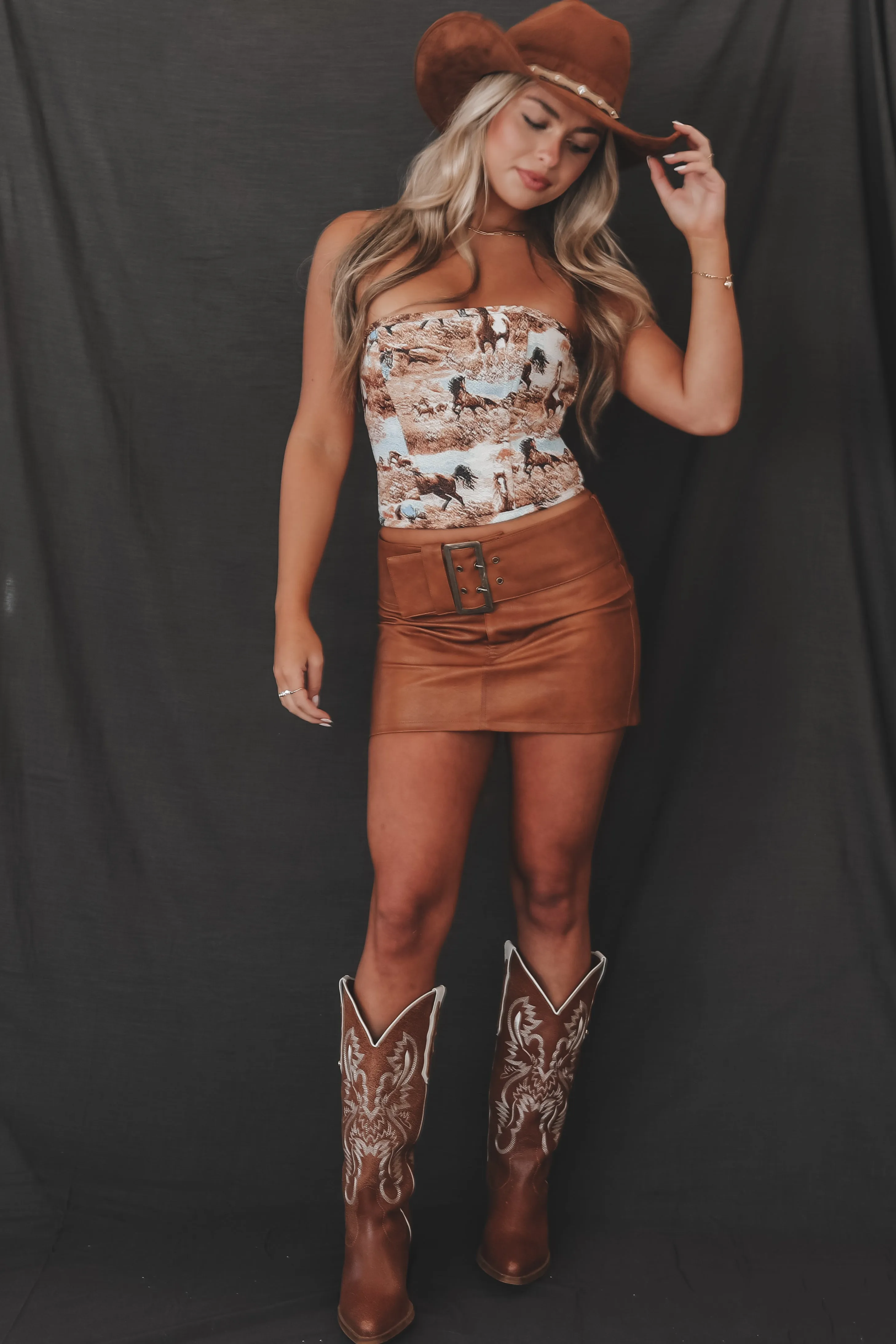 Do You Have A Minute Brown Belted Micro Mini Skirt