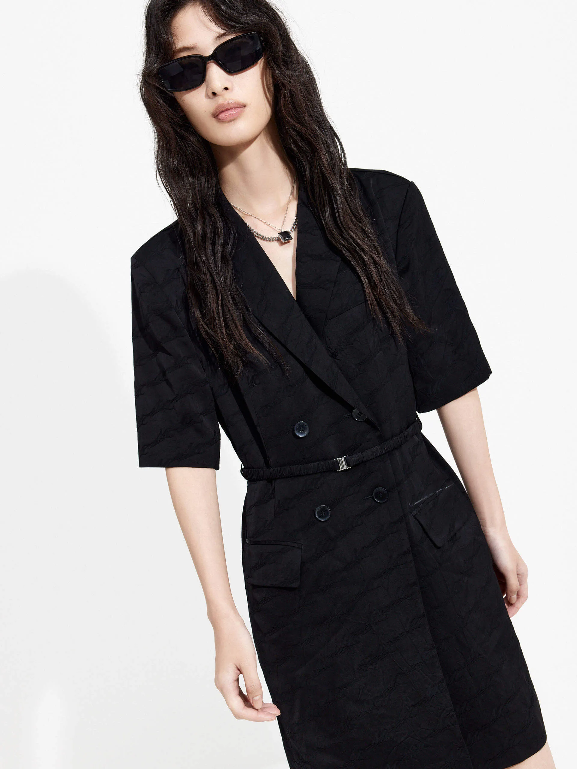 Double Breasted Blazer Dress with Belt