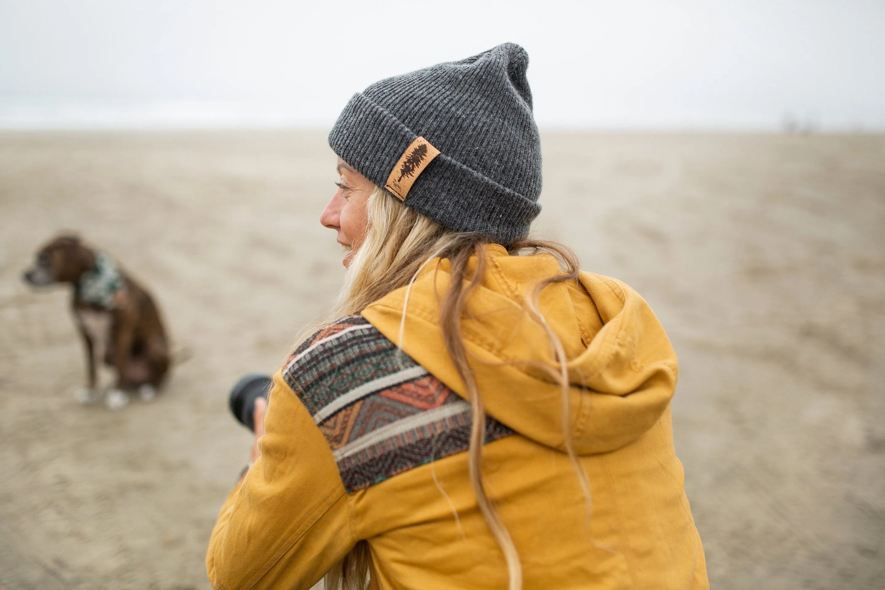 Doug Fir 100% Merino Wool   Cork Beanie | Charcoal