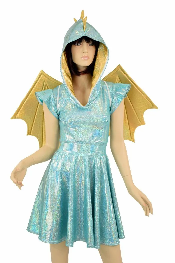 Dragon Hoodie Skater Dress with Wireless Wings