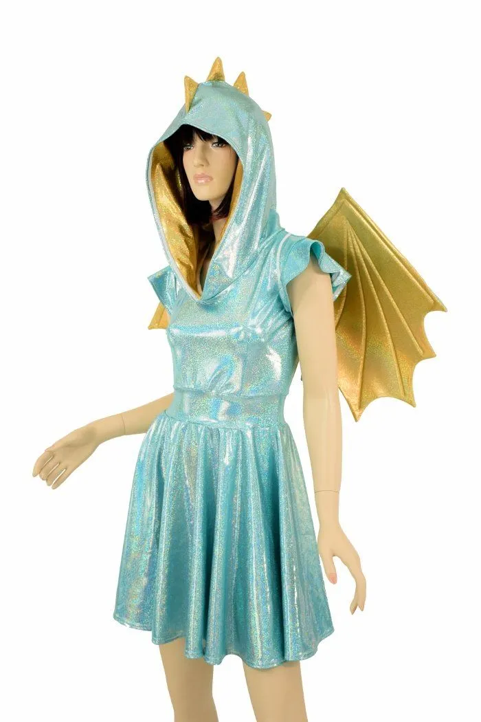 Dragon Hoodie Skater Dress with Wireless Wings