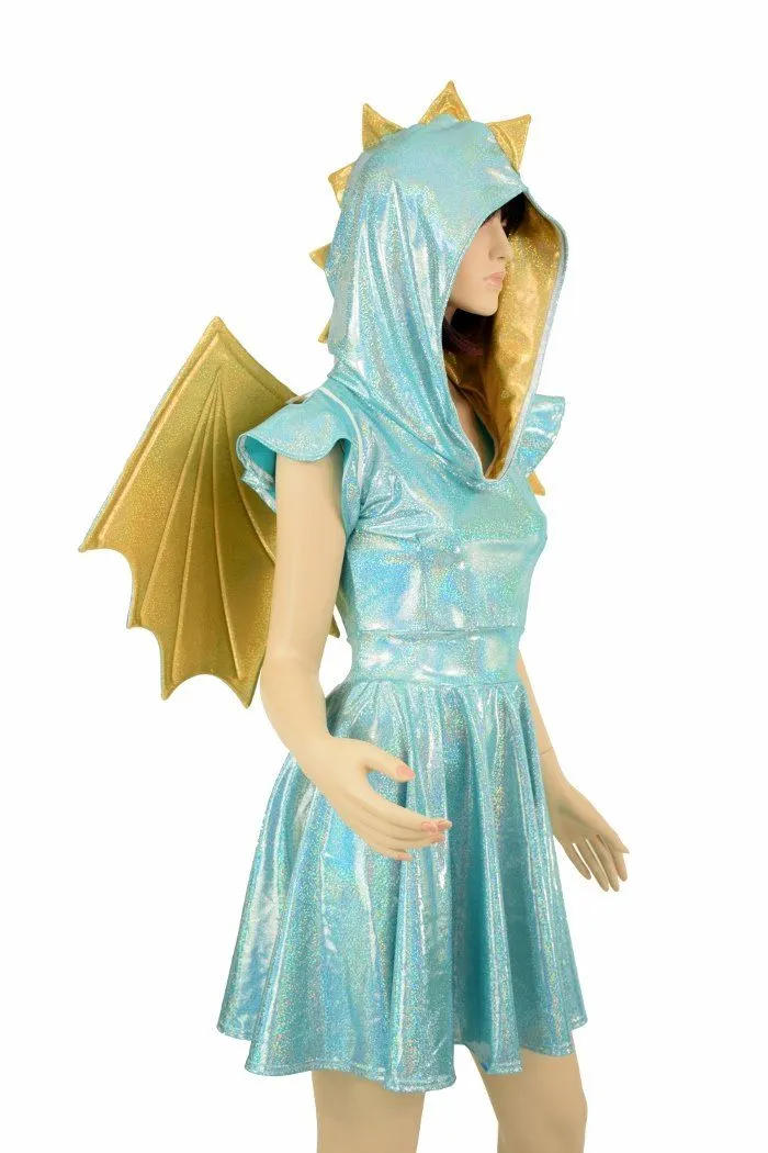 Dragon Hoodie Skater Dress with Wireless Wings