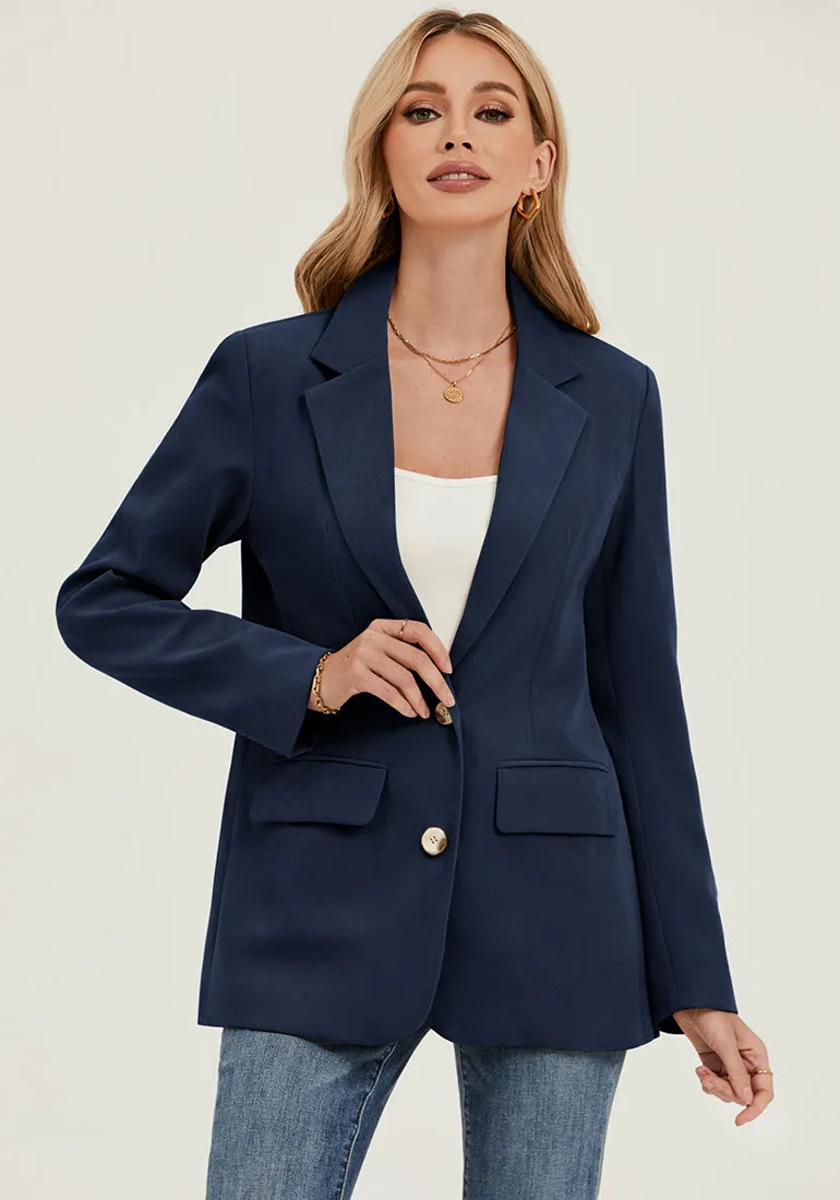 Dress Blues Women's Classic Twill Loose Fit Business Casual Blazer