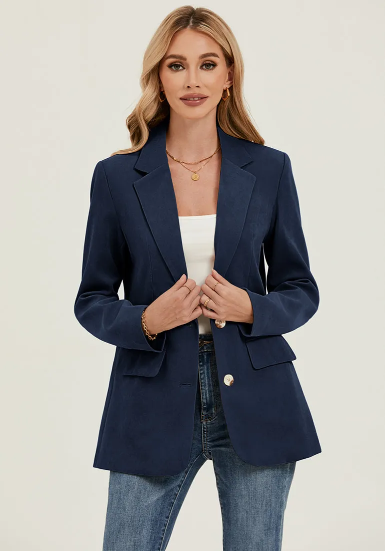 Dress Blues Women's Classic Twill Loose Fit Business Casual Blazer