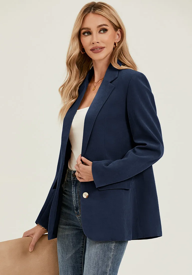 Dress Blues Women's Classic Twill Loose Fit Business Casual Blazer