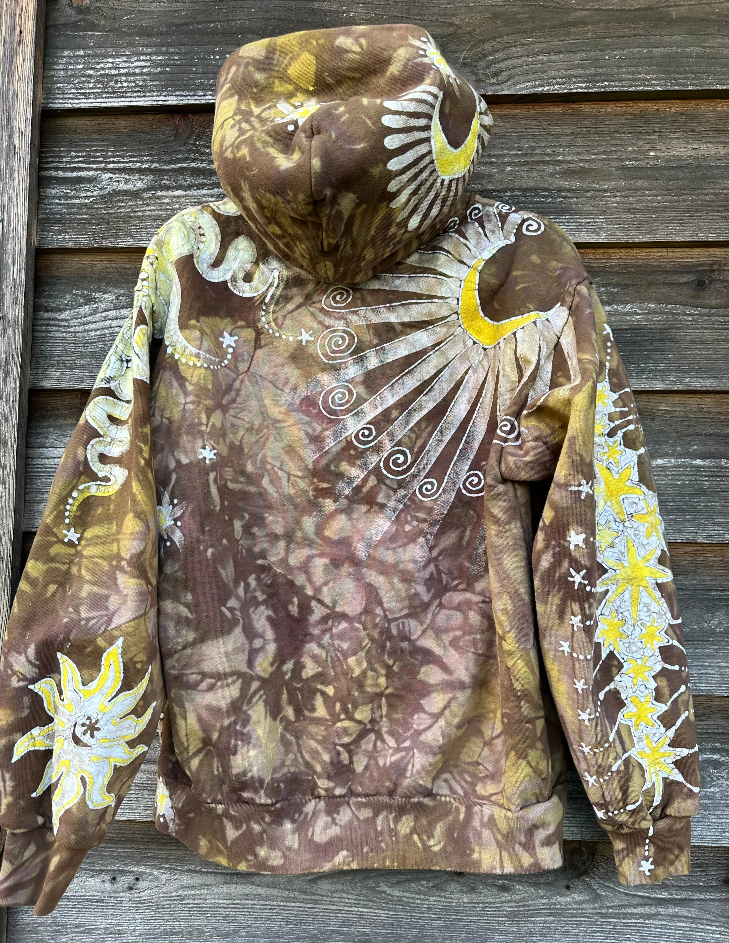 Driftwood Moonbeams Handcrafted Batik Zipper Hoodie - Unisex Size Medium